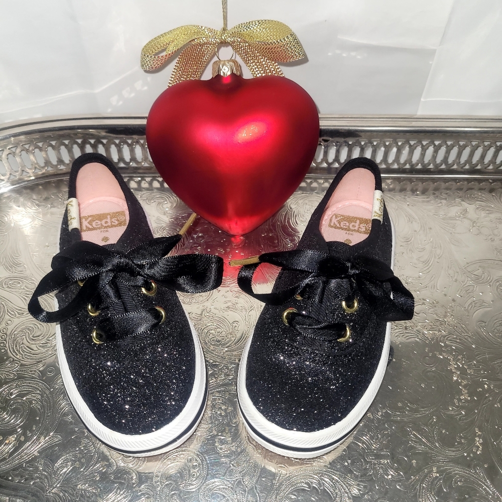 Kate Spade X Keds Brand-New Black Sparkle Sneakers, Size 5